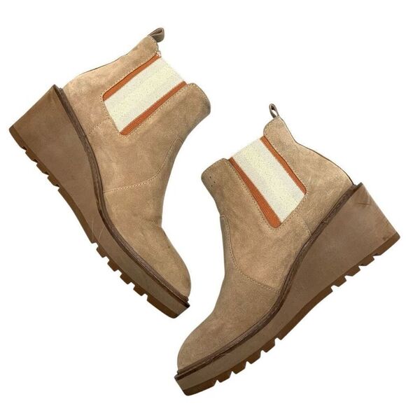 CECELIA Suede Pull On Wedge Boots - Picture 2 of 13